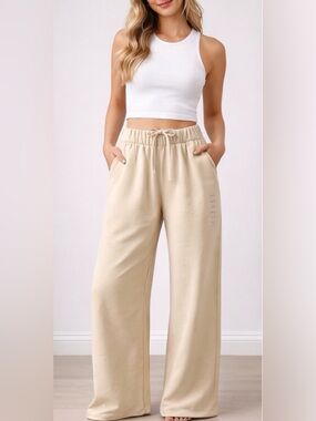 Uniqlo Wide-Leg Drawstring Pants - Beige